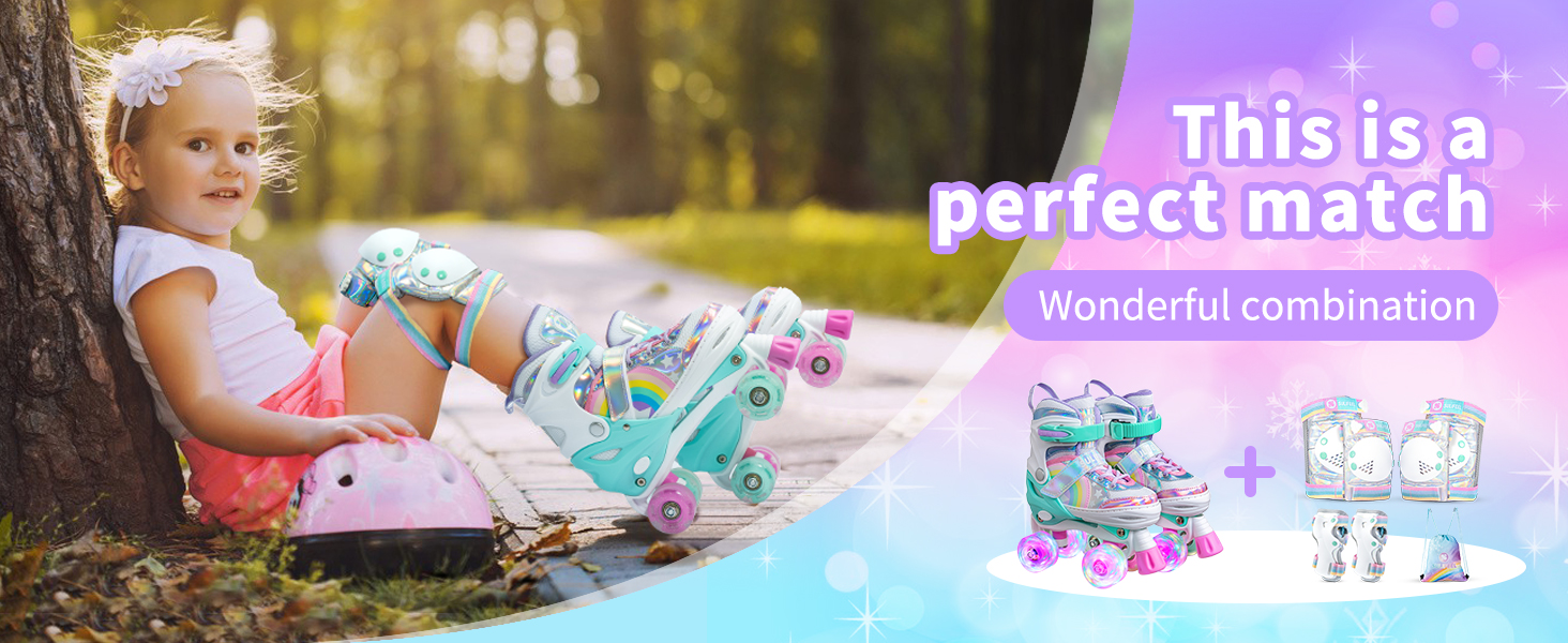 Роликові ковзани SULIFEEL Rainbow Unicorn для дітей з підсвічуванням, розмір S (28-31 EU)