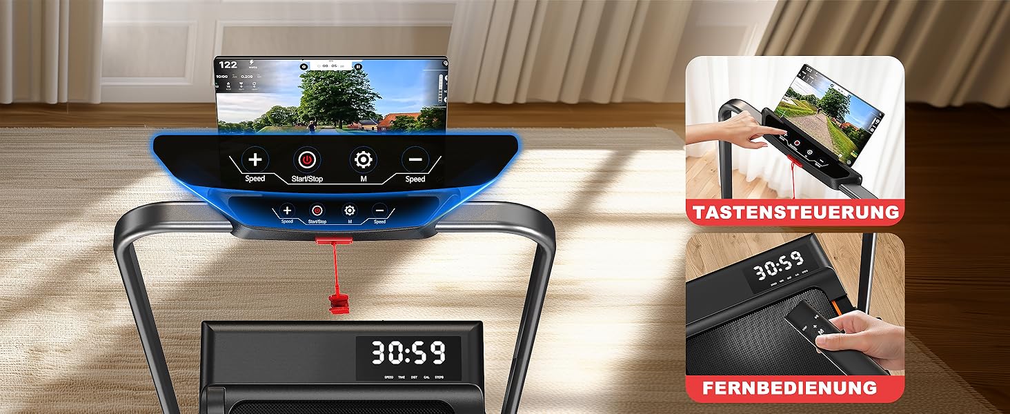 Бігова доріжка VOWVIT для дому, складаний: кут нахилу 7%, потужність 2.5 PS, максимальне навантаження 120 кг, швидкість 1-12 км/год