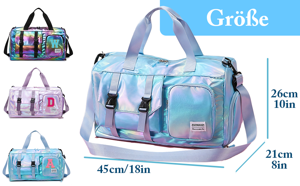 Спортивна сумка для фітнесу та подорожей для жінок і чоловіків з відділенням для взуття та вологих речей, універсальна сумка для залу та плавання + набір наклейок-літер Chenille (26 шт, сині)