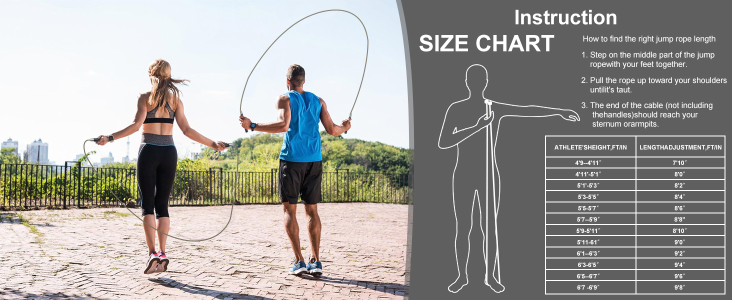 Стрибкове канат CRHOEIQ для дорослих: регульована довжина, алюмінієва ручка, 2 запасні канати, самоблокуюча конструкція