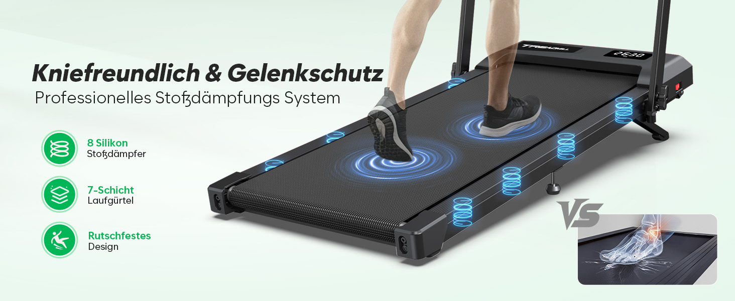 Тренажер для дому 2-в-1 Laufband Klappbar: складаний біговий килимок з нахилом 10%, потужність 3.0PS, LED-дисплей, для дому та офісу, до 145 кг, чорний з ручками