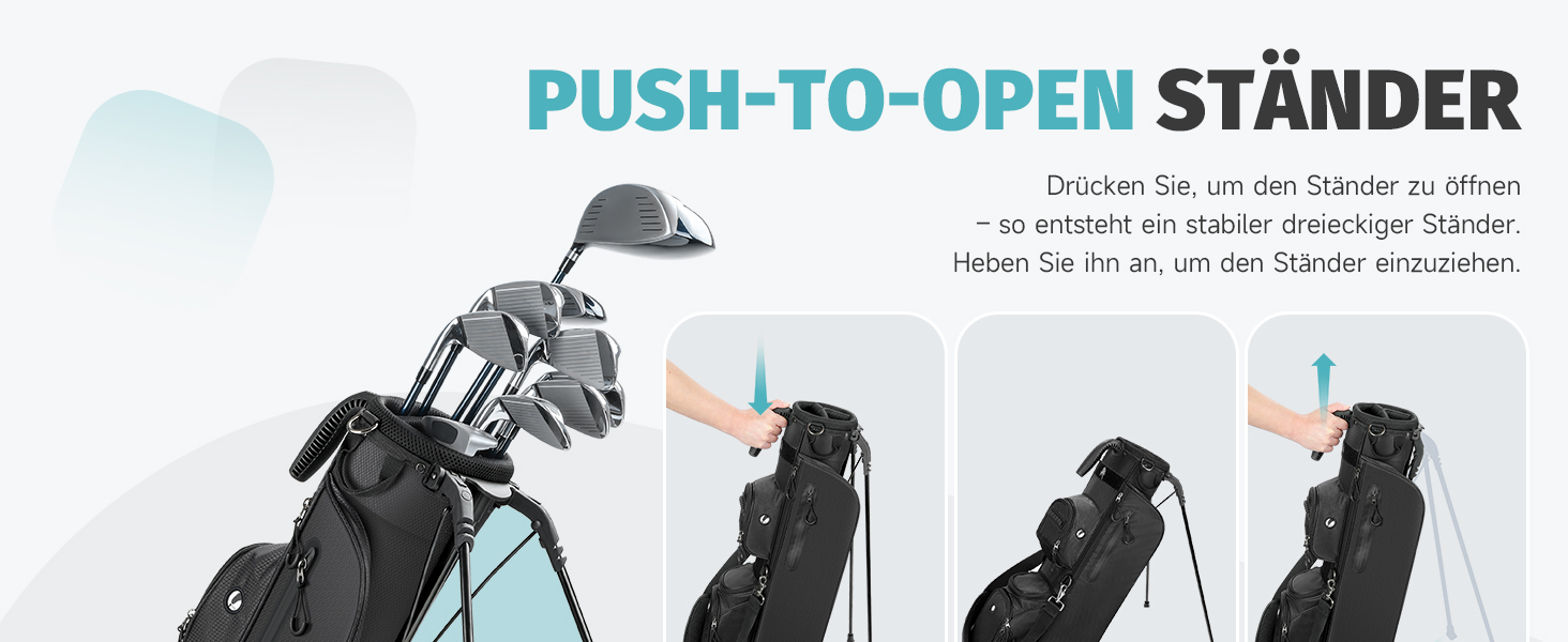 Сумка для гольфу Findway, легка та портативна, з підставкою, 3 відділення, регульований плечовий ремінь, 5 кишень, ручка, для чоловіків та жінок, блакитна