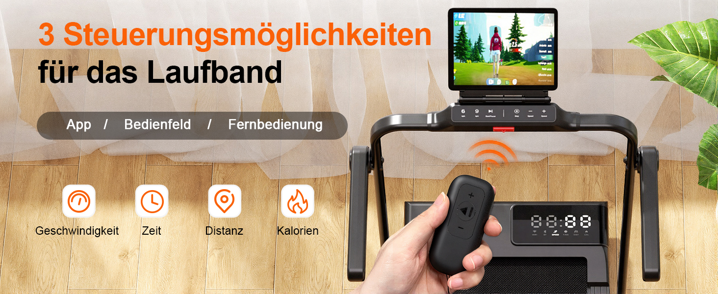 Біговий килимок Superun з нахилом 6% – бігове полотно для дому 2.5 PS з додатком та пультом дистанційного керування – біговий стіл max 136 кг з мульти-режимом та тренувальними курсами 110 см. Чорний