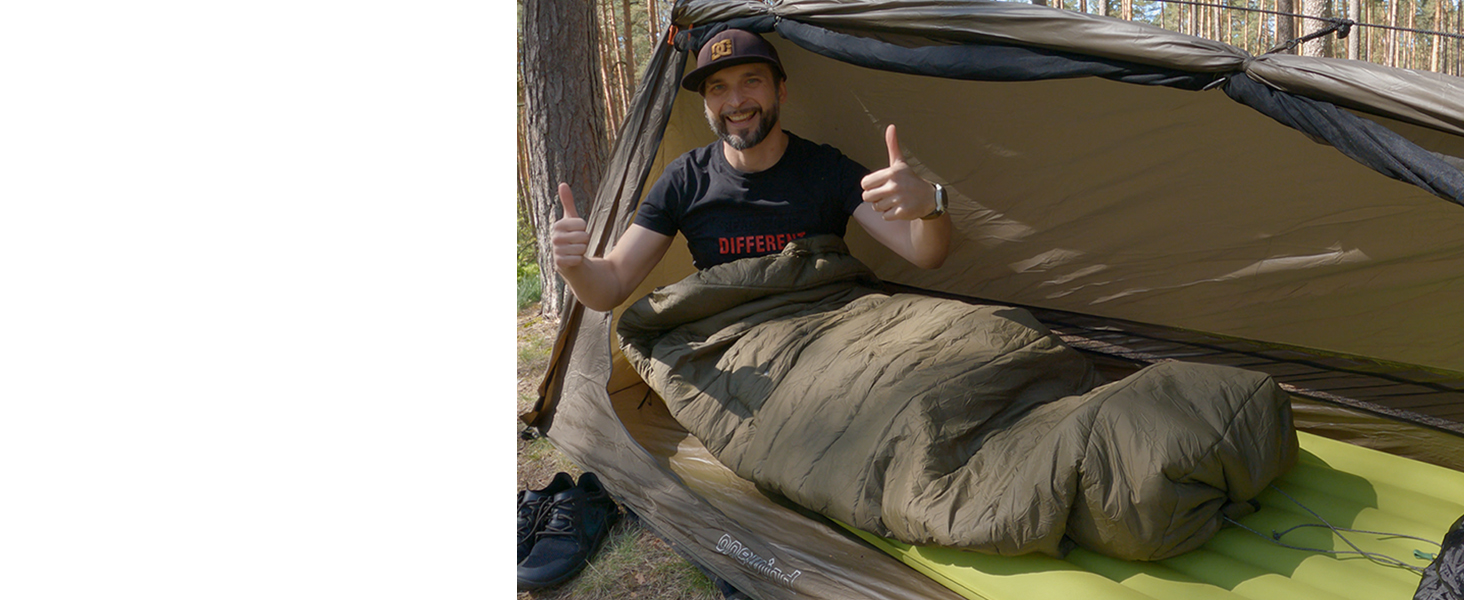 Спальний мішок OneWind для кемпінгу та гамака, 3 сезони, теплий плед, пончо, захист від холоду, ізоляція, для відпочинку на природі, піших прогулянок, зелений. Діапазон температур: 2°C~10°C (Deluxe). Розміри: 230x160 см та 200x137 см