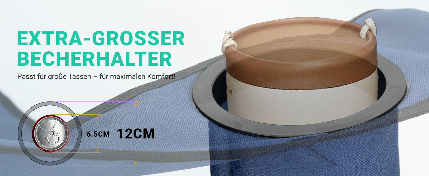 Крісло для кемпінгу OVERMONT складне з сонцезахисним дахом - пляжне крісло, складне з тримачем для напоїв та сумкою-холодильником - шезлонг з дахом для відпочинку на природі, риболовлі, саду (Blaugrau)