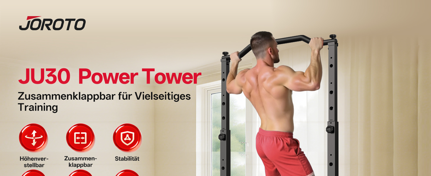 JOROTO Турнік-Штанга Power Tower, Регульована Висота, 5-в-1, для Дома, 172 кг, Безкоштовні Віджимання та Підтягування