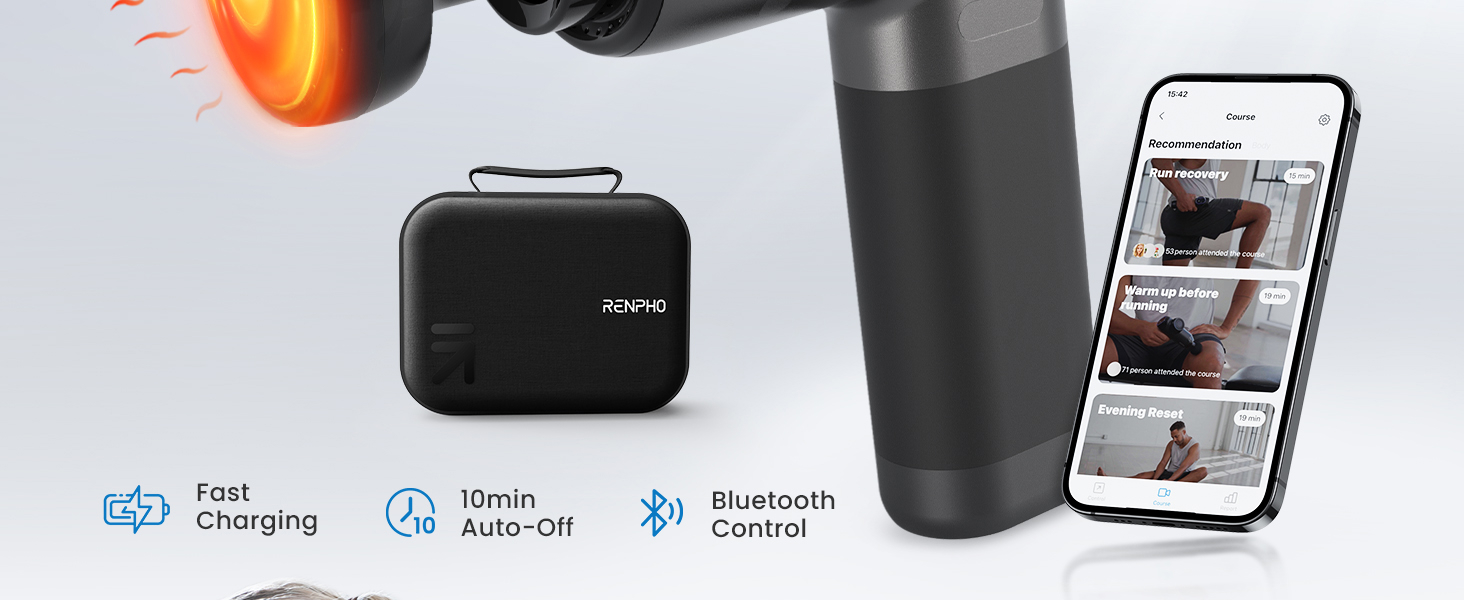 Масажний пістолет RENPHO Active Thermal для глибокого масажу м'язів спини, USB-C зарядка, масажер для розслаблення, ідеальний подарунок для сім'ї