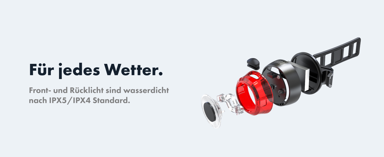 Велосипедні ліхтарі AARON 50 LUX: комплект для міських поїздок та електровелосипедів, сертифіковано StVZO, USB-зарядка, водонепроникні. Комплект освітлення для велосипеда (передній + задній)