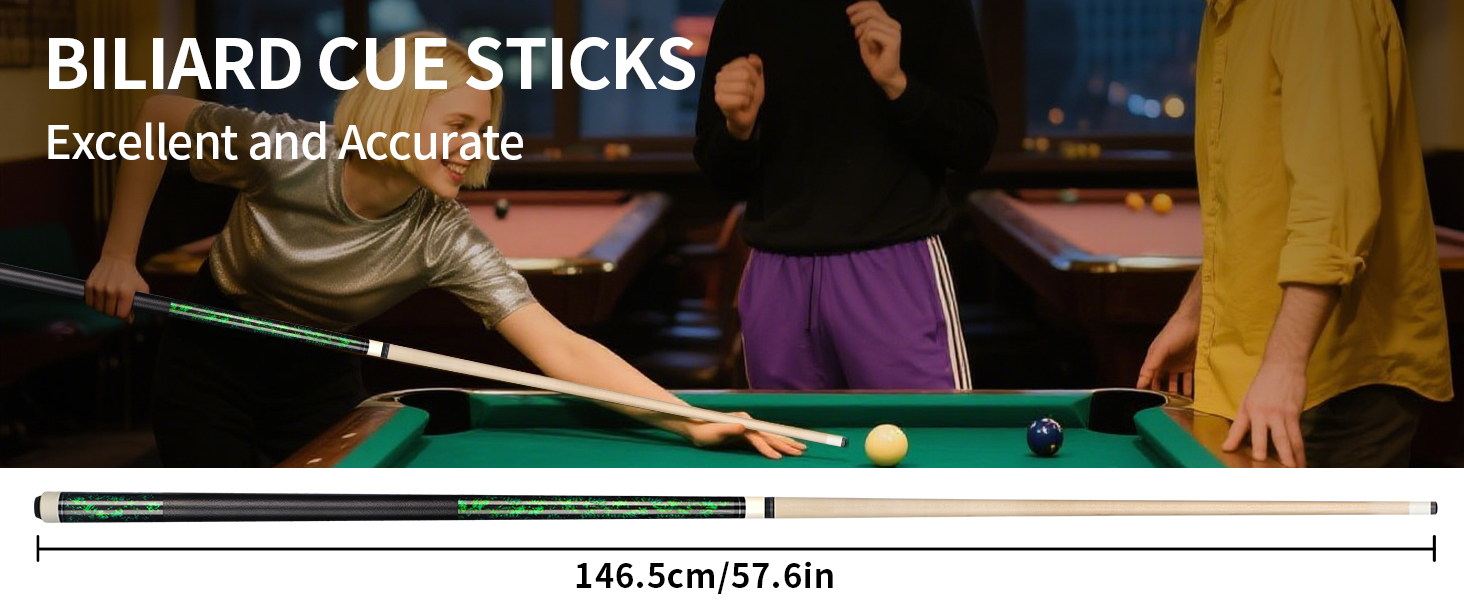 Більярдний кий Horse Billardqueue-Set зі штучним канадським кленом, 58 дюймів, вага 18-21 oz, 2 крейди, для дорослих