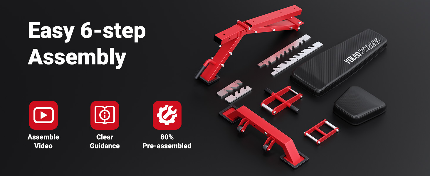 Лежанка для тренажерів YOLEO, професійна, регулюється, до 1000 кг, зі спинкою, що регулюється, для дому