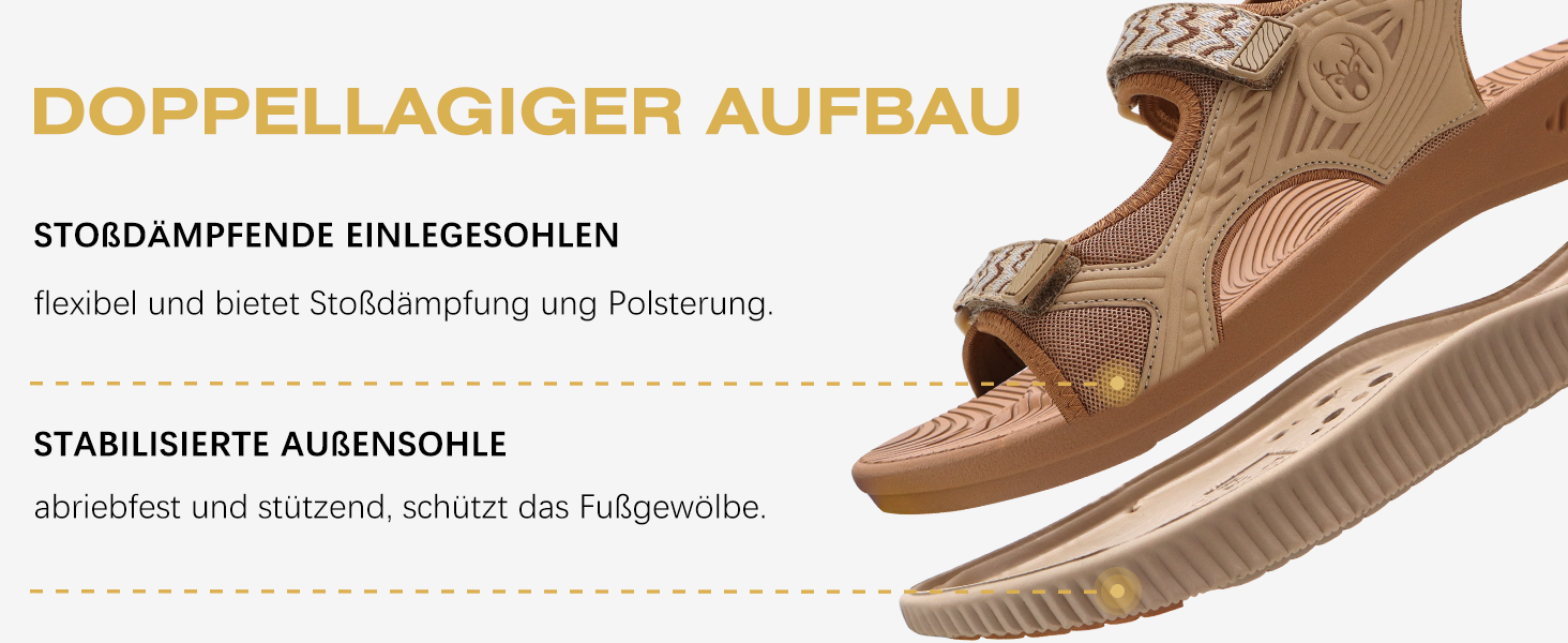 Жіночі трекінгові сандалії KuaiLu: зручні, ортопедичні, для туризму та відпочинку на природі. Легкі, з регульованою застібкою-липучкою, для літа, підходить при фасціїтісу. Колір: бежевий, розмір 39 EU.