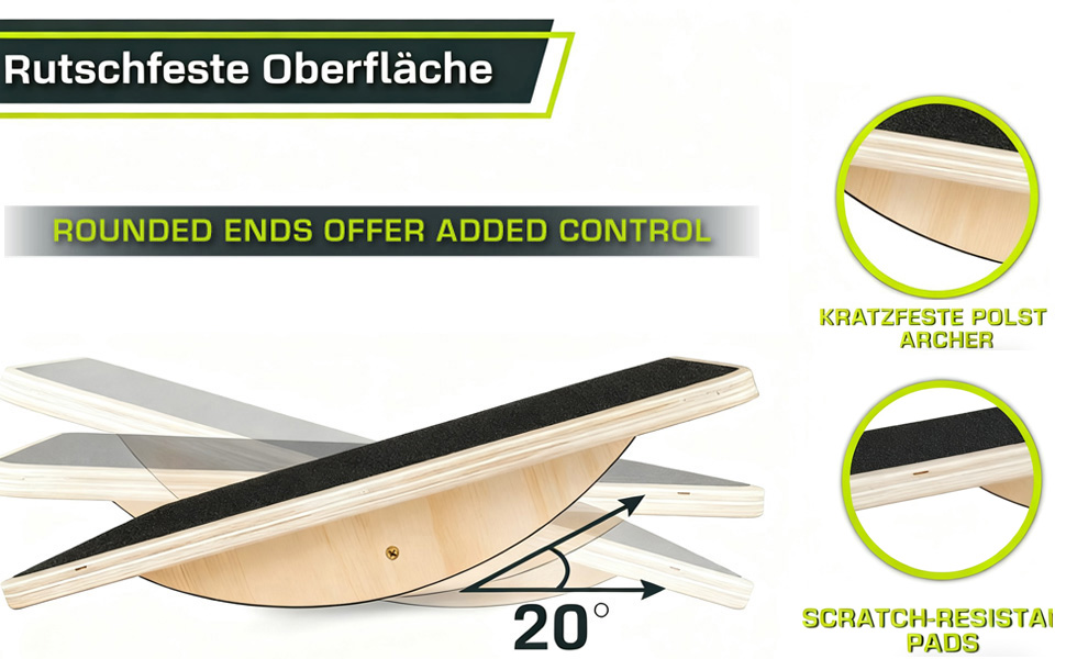 Дерев'яна баланс-дошка, неслизька поверхня, для тренування корпусу та гомілковостопного суглоба