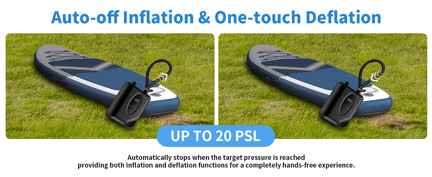 OBEST Електричний Насос для Шини 12000mAh, 20 PSI, Бездротовий, Подвійний, Автоматичне Вимкнення, Чорний