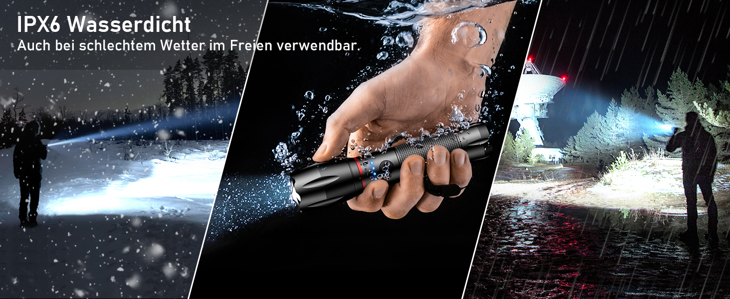 LED ліхтарі Blukar, 2 шт., 2000 люмен, зумуючі, 5 режимів, водонепроникні (IPX6), для кемпінгу, туризму, риболовлі, надзвичайних ситуацій