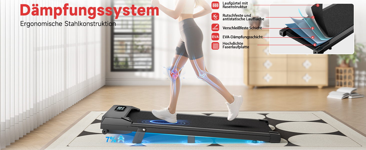 Walking Pad для дому HomeFitnessCode: електричний біговий килимок з нахилом, 1-8 км/год, чорний глянцевий