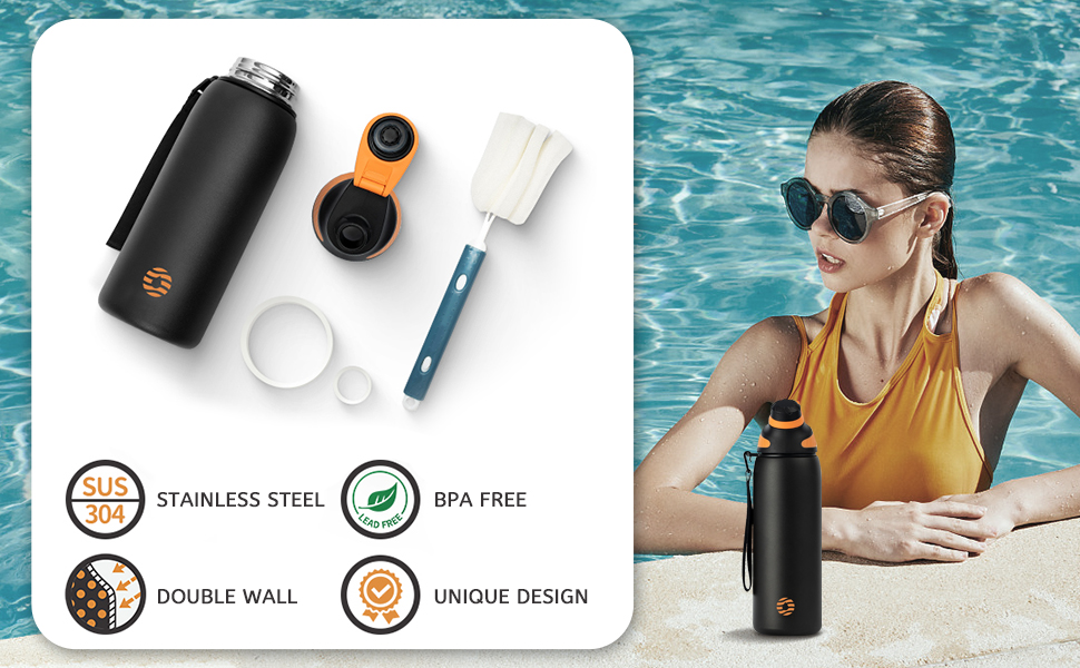 Термобутилка Fjbottle з нержавіючої сталі, 600/800/1000 мл, ізольована, вакуумна, з магнітною кришкою, BPA-free, для спорту, роботи та подорожей, для гарячих і холодних напоїв
