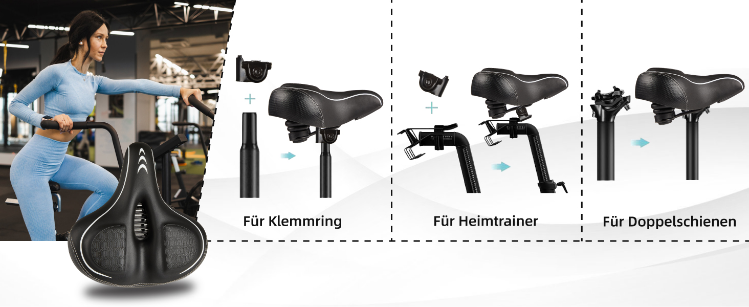 Зручний велосипедний сидіння з подвійною амортизацією, Memory Foam, для Peloton Bike, Mountain Bike, чоловіків та жінок, білий