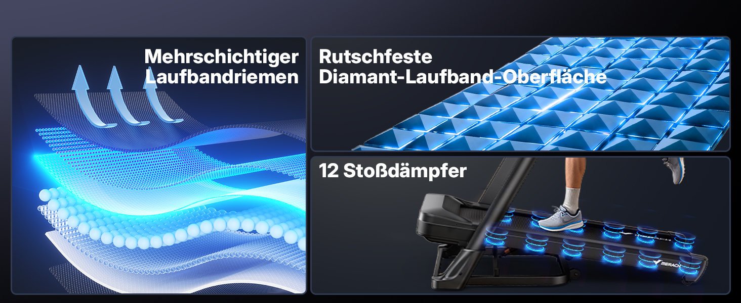 Біговий тренажер MERACH для дому з регулюванням нахилу (6%-18%), швидкість до 14 км/год, складаний, потужність 2.5HP/3.5HP, максимальне навантаження 136/159 кг, розмір 42*108 см / 46*120 см, чорний, з підключенням до додатку