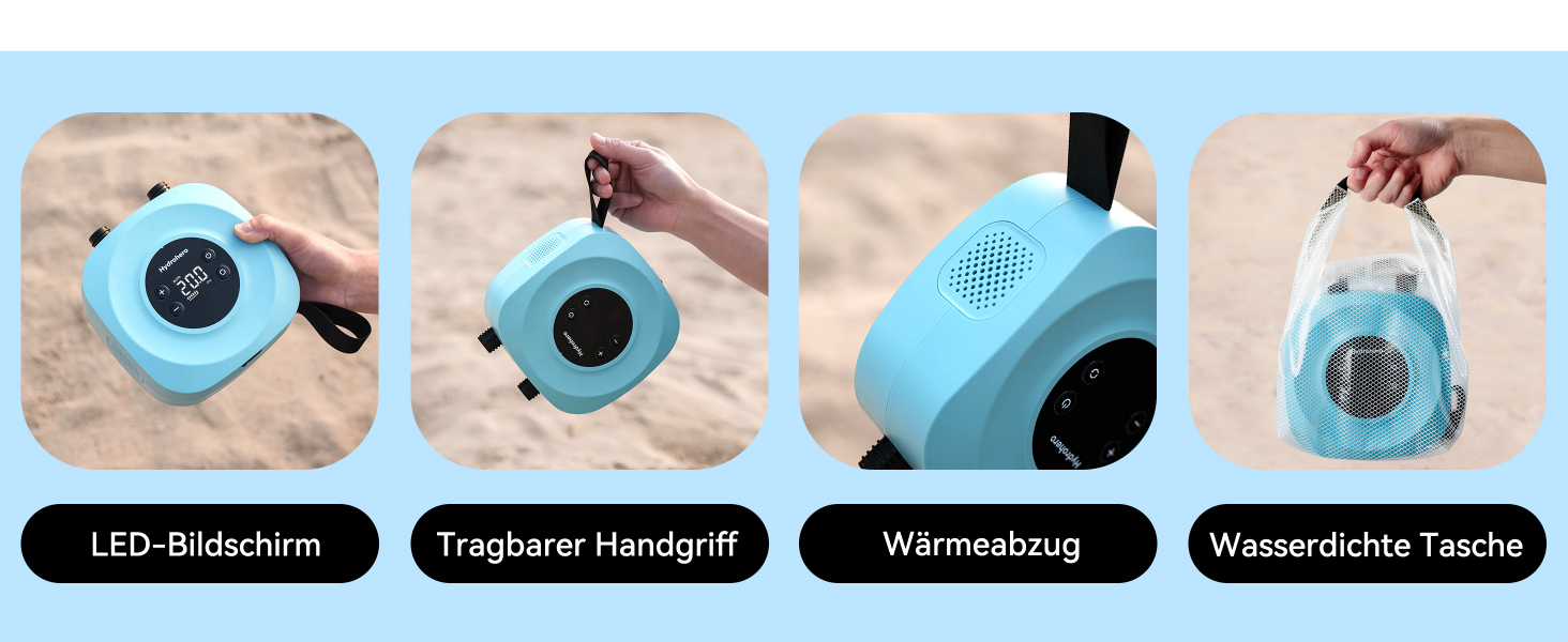 Електричний насос для SUP Hydrohero 20PSI з автоматичним вимкненням, для SUP, кайтсерфінгу, наметів, човнів (блакитний)