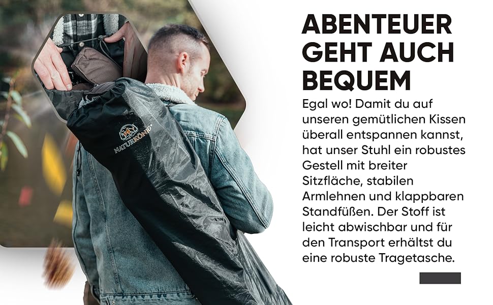 Зручний складаний стілець для кемпінгу та риболовлі (колір: коричневий) | Макс. навантаження: 160 кг | З подушкою, кишенями та тримачем для напоїв