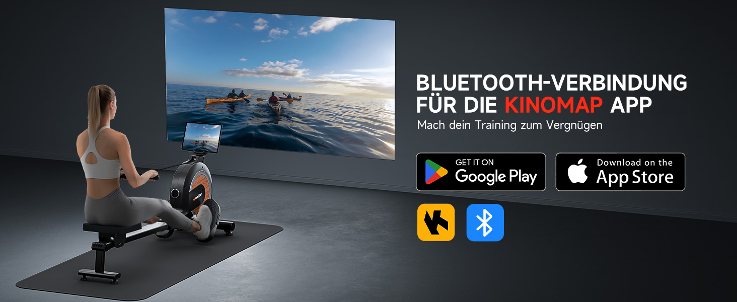 Гребний тренажер Wenoker з магнітним опором, для дому, 32 рівні навантаження, LCD-монітор, 160 кг, з мобільною APP