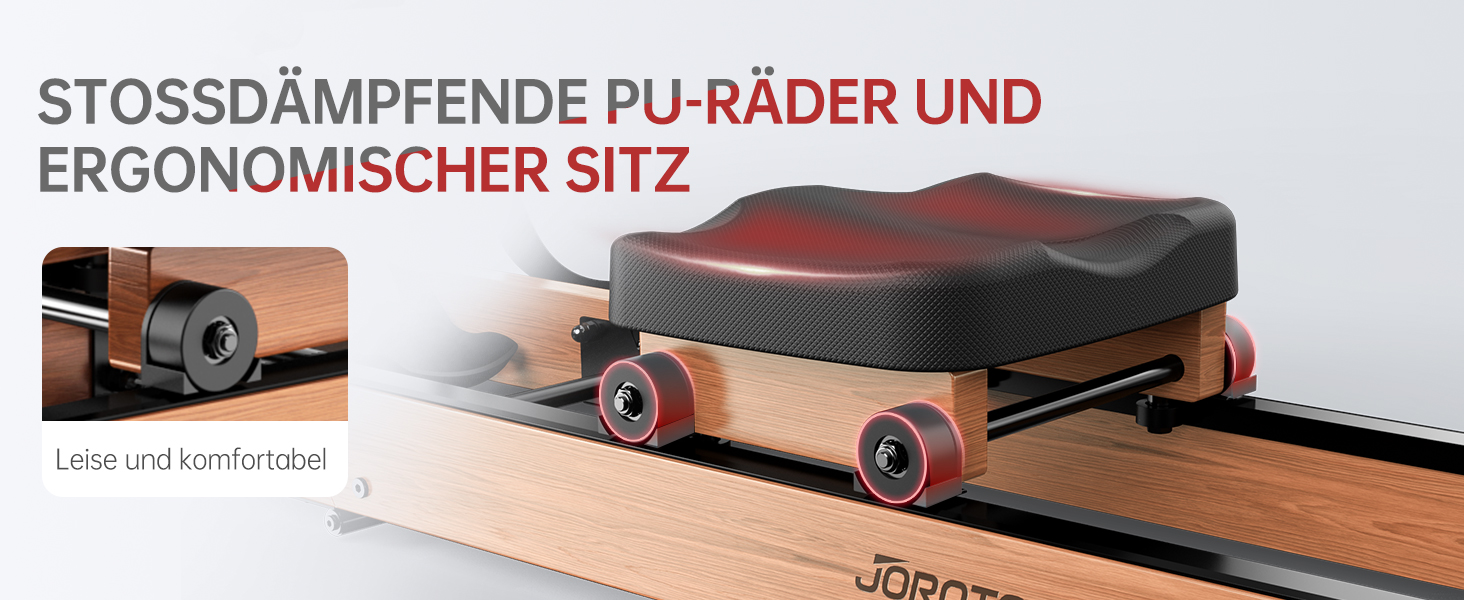 Гребний тренажер JOROTO MR280PROB для дому з дуба, з Bluetooth, складний, з дисплеєм та підтримкою Kinomap, регульований тримач для планшета, до 150 кг