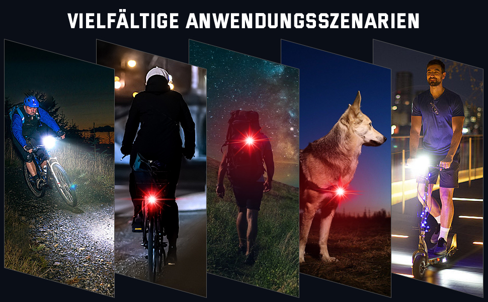 Набір LED-ліхтарів для велосипеда Apkezel, StVZO, USB, водонепроникні, передній + задній ліхтар