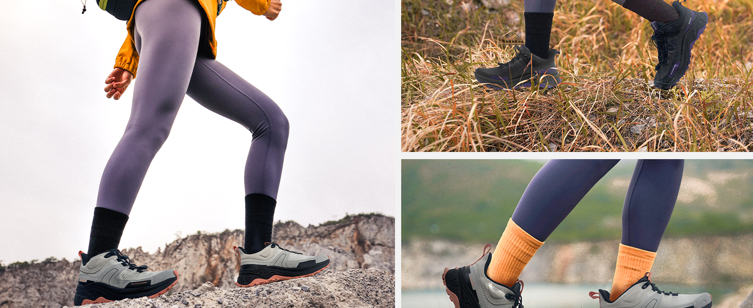 Жіночі трекінгові черевики NORTIV 8 - легкі, дихаючі, сірі, рожеві (41 EU)