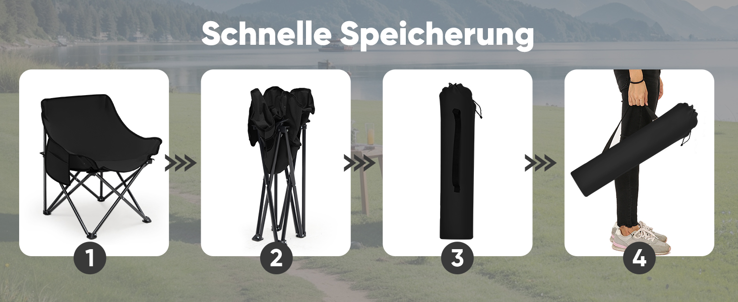 Зручний складаний стілець для кемпінгу з сумкою та нековзними ніжками. Ідеально підходить для риболовлі, відпочинку на пляжі, пікніків, саду та балкону. Колір: темно-зелений