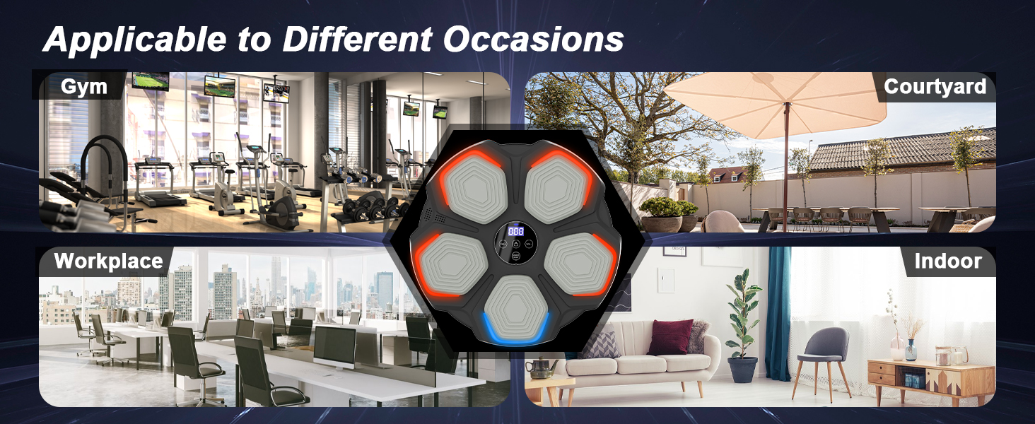 Музична боксерська машина – розумна боксерська машина з LED-підсвіткою, боксерськими рукавичками, 8 режимів швидкості та функцією підрахунку, настінна боксерська машина з музикою для дітей та дорослих (35*35 см)