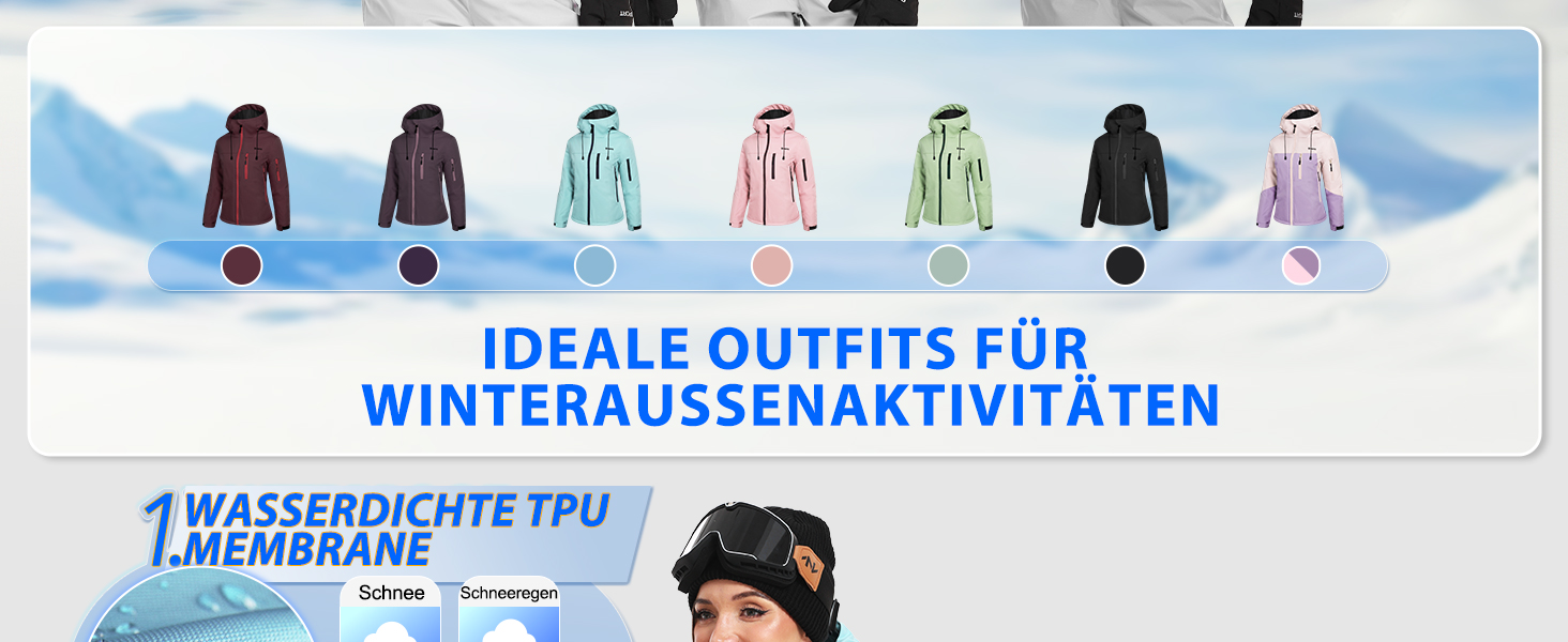 Жіноча лижна куртка GEMYSE з інтегрованими лямками. Тепла зимова куртка, водонепроникна, вітронепроникна та дихаюча. Снігова куртка для активного відпочинку. Колір: L Morgenviolett