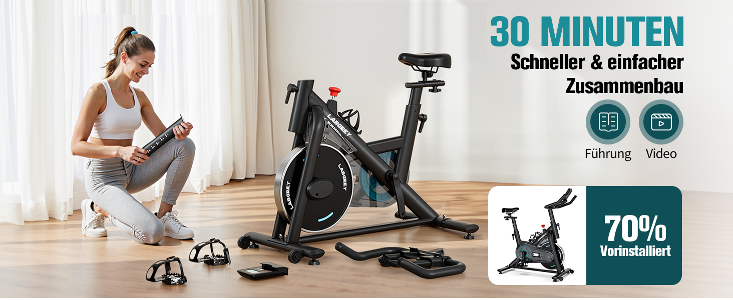 Стаціонарний велотренажер з магнітним опором, підтримкою додатків, тихим індоор-велосипедом для дому, LCD-дисплеєм, тримачем для планшету та зручним сидінням