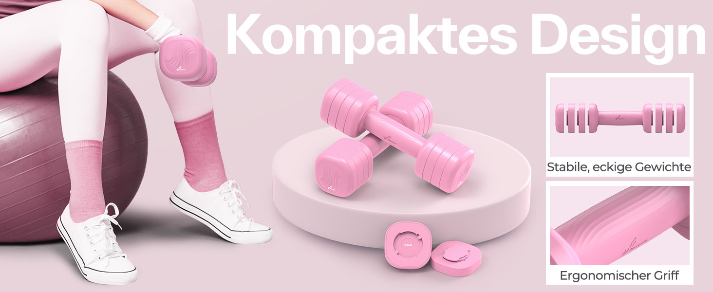 Набір гантелей Sportneer регульовані для жінок – 2 шт. (вага 1–2,5 кг) з неслизьким TPU-покриттям, 4-в-1 для домашніх тренувань, фітнес-обладнання, силові тренування (Wildrose)