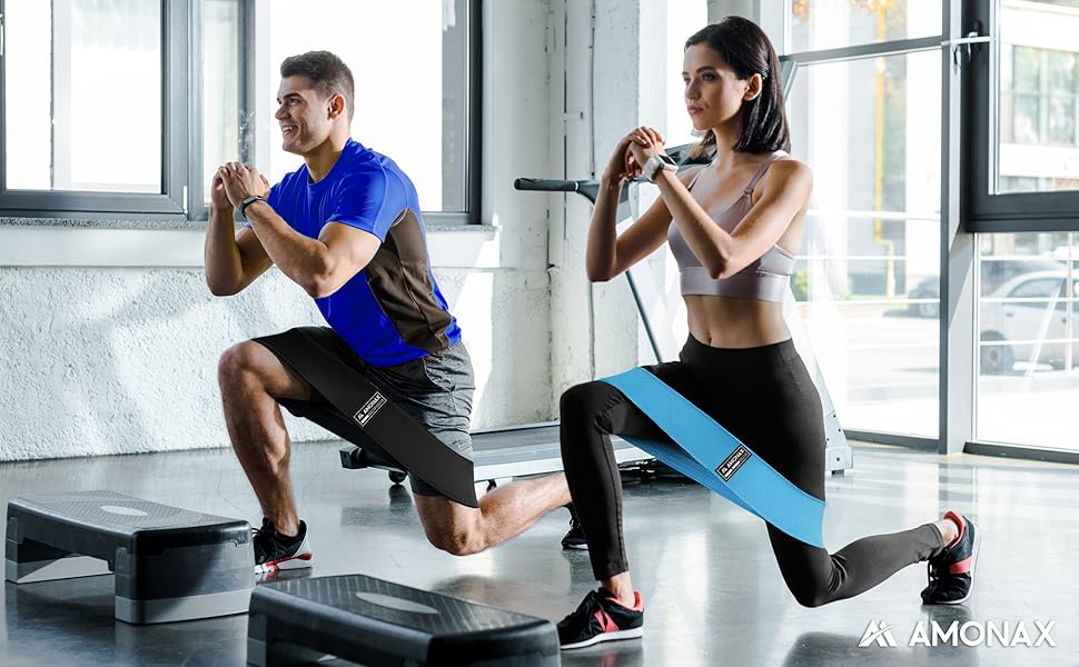 Фітнес-гумки для жінок Amonax, набір еластичних стрічок для тренувань, стрічки опору для присідань, обладнання для схуднення вдома, спортивний інвентар для дому (L, блакитний)
