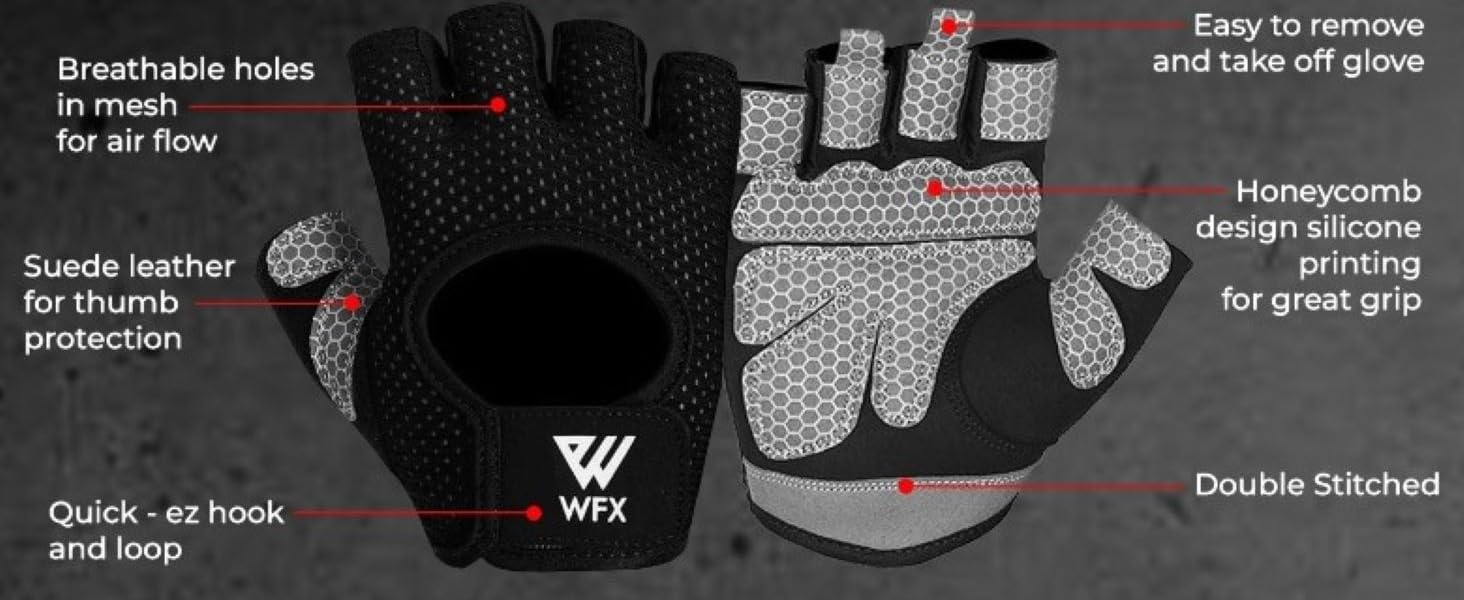 Фітнес рукавички Westwood Fox: дихаючі рукавички для тренувань, важкої атлетики, бодібілдингу та кросфіту (чорний, XL)