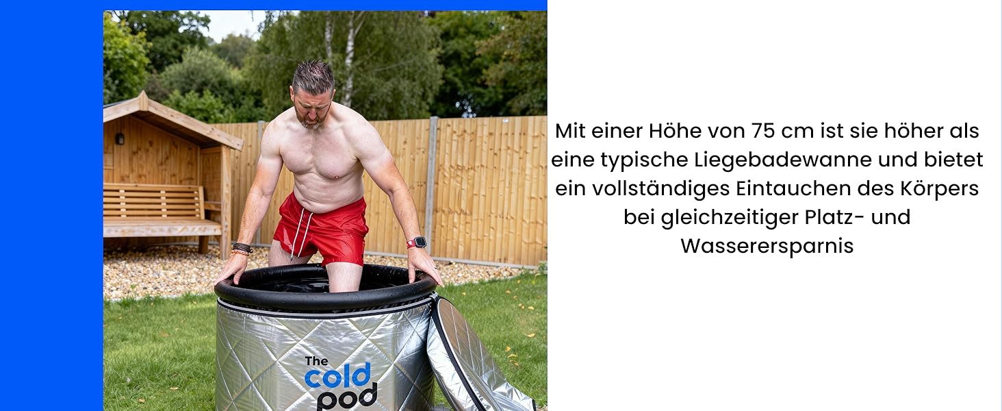 Ейсбад Тонне для атлетів з криотерапією, портативна ванна для льоду, Cold Pod, 75 см, з кришкою