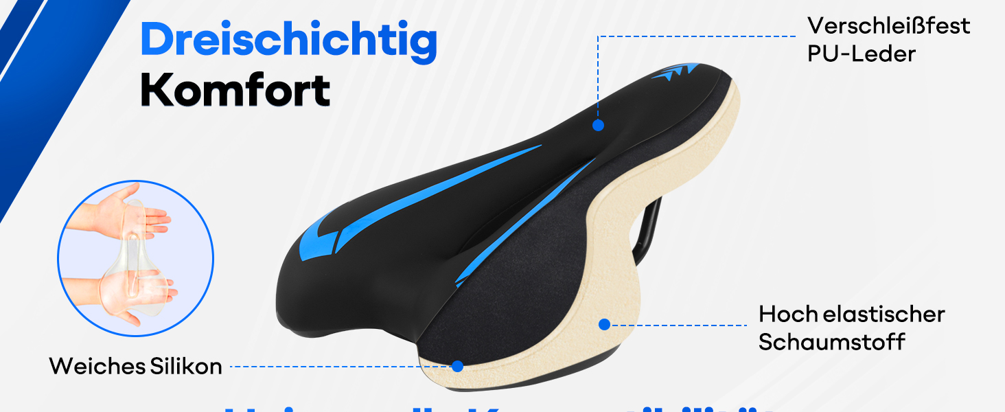 Гелевий велосипедний сідло MSDADA, унісекс, водонепроникний, блакитний