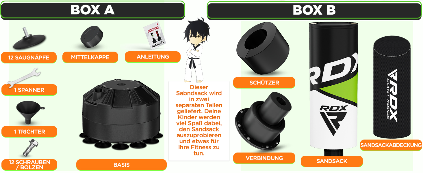 Дитячий боксерський мішок RDX 4ft з підставкою, рукавички для тренувань, MMA, кікбоксинг, бокс, рукопашний бій, муай-тай, сірий