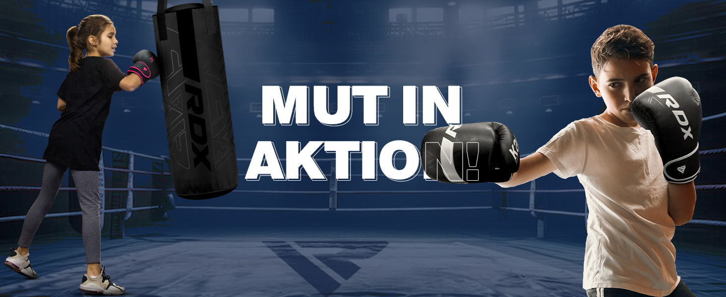 Боксерський мішок RDX 12 кг з рукавичками та мотузкою, 60 см, для дітей, чорний. Ідеально для боксу, кікбоксингу, MMA, муай-тай, карате. Боксерський мішок з натуральної шкіри Maya Hide.