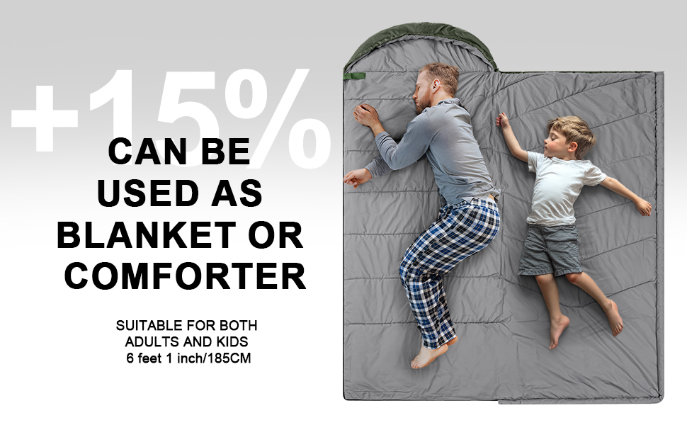 Спальний мішок для дорослих на холодну погоду, водонепроникний, легкий, 1.8 кг, зелений