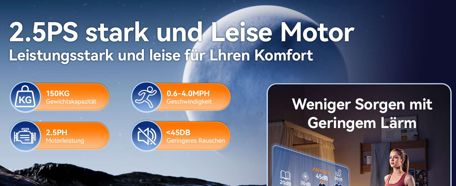 Бігова доріжка AnyLife з регулюванням нахилу, компактний, тихий, LED-дисплей, для дому, чорний, до 150 кг