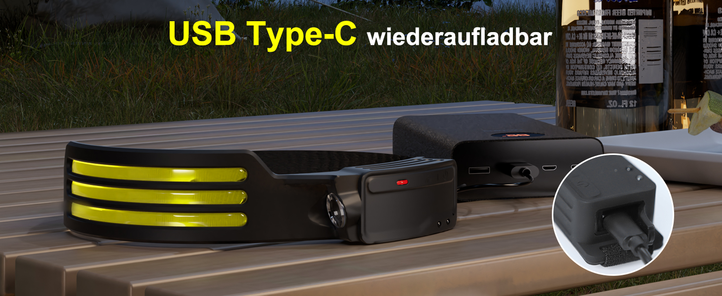 LED налобний ліхтар з акумулятором 1200mAh, датчик руху, 3 LED, 6 режимів, 230° кут огляду, для дорослих та дітей, кемпінг, біг, походи, велоспорт, 2 шт.