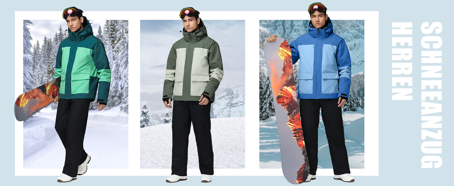 Чоловічий комплект гірськолижний HOTIAN: куртка та штани, водонепроникний, дихаючий, з капюшоном. Ідеально для сноуборду та катання на лижах. Розміри L, LGR+BK