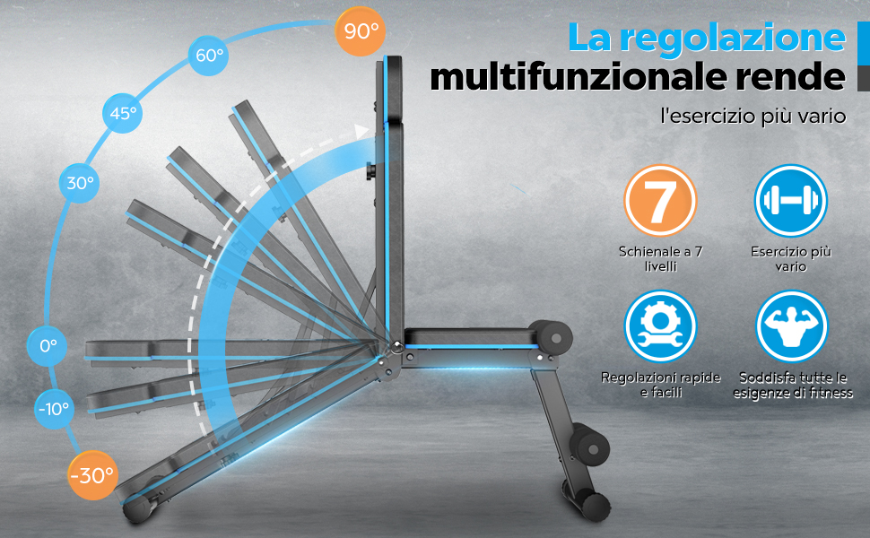 Складана тренувальна лава Hantelbank з регулюванням кута нахилу, багатофункціональна, для дому та фітнес-залу, синього кольору, 230 кг