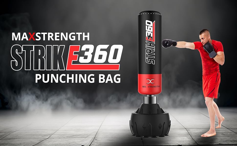 Боксерський мішок Max Strength, підлоговий стійкий (183 см), для боксу, кікбоксингу та MMA, чорний
