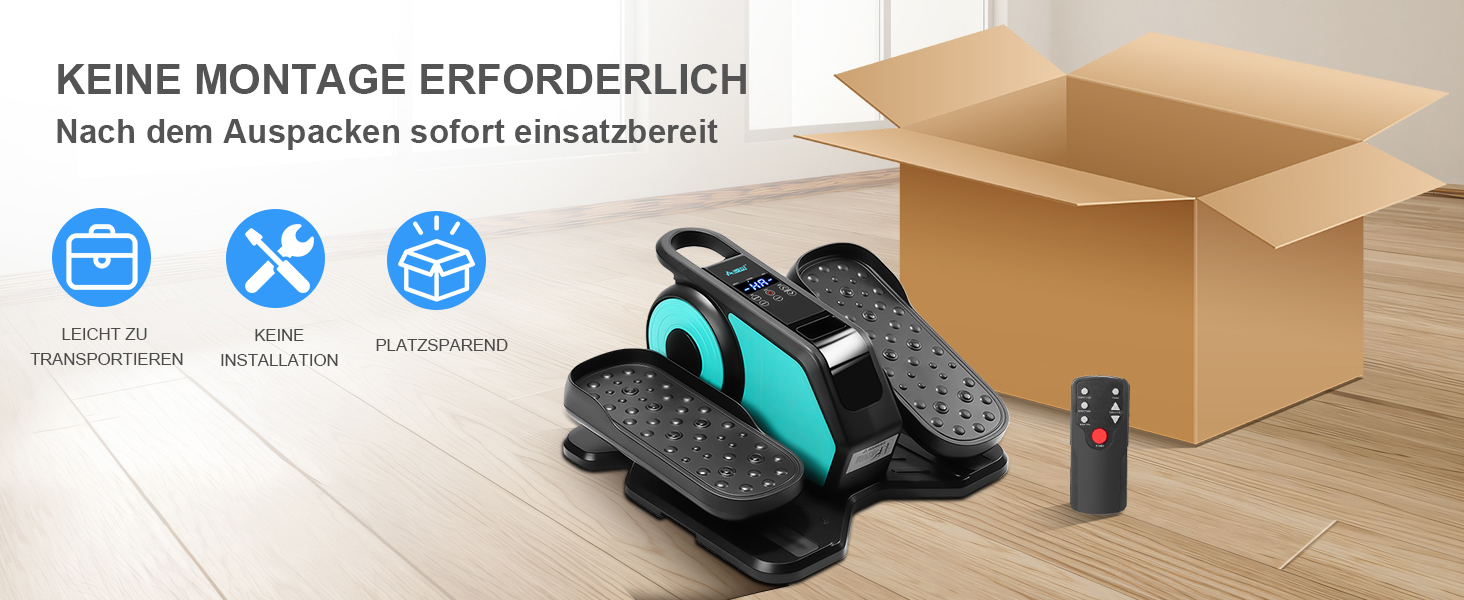 Еліптичний тренажер під стіл EM-03: електричний велотренажер для сидіння з пультом, міні-степер, регульована швидкість, для людей похилого віку та дорослих (блакитний)