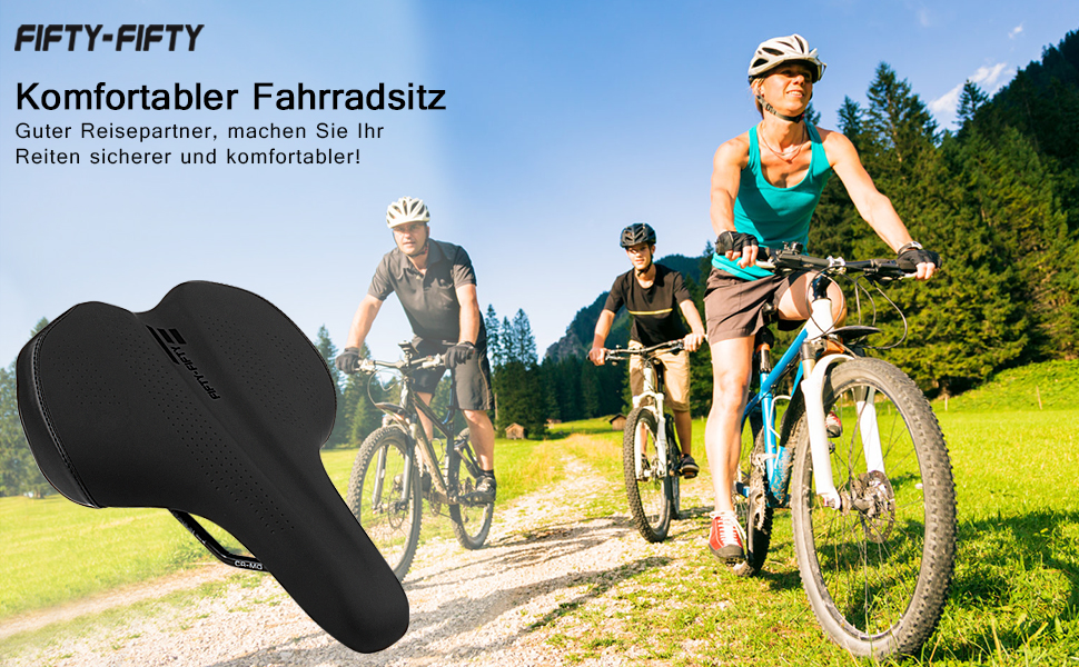 FIFTY-FIFTY Сідло для велосипеда з Memory Foam, комфортне та водонепроникне, для чоловіків та жінок, сумісне з шосейною (CITY) велосипедом