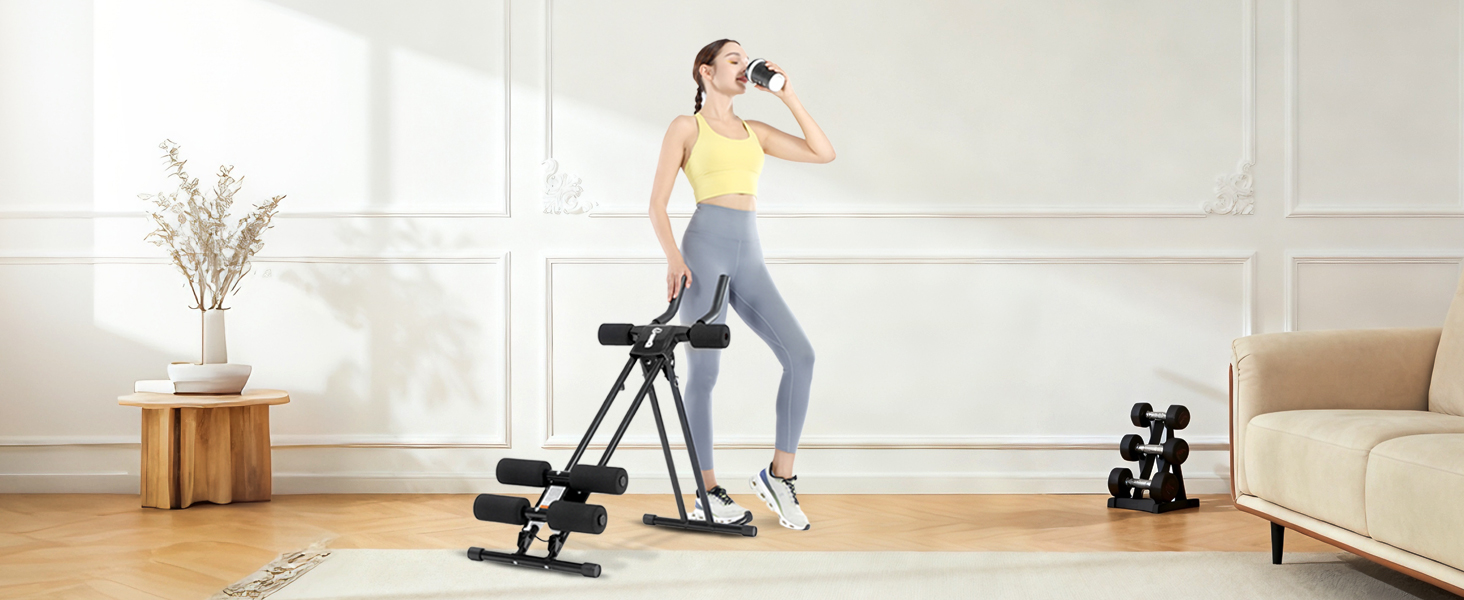 Тренування пресу вдома: Bauchmuskeltrainer - компактний складний тренажер для пресу, фітнес-обладнання для чоловіків та жінок (чорний)