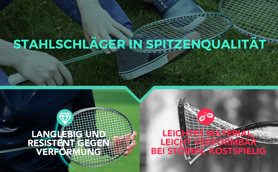Набір для бадмінтону EasyGo: 4 ракетки, сітка, 4 волани, сумка для зберігання