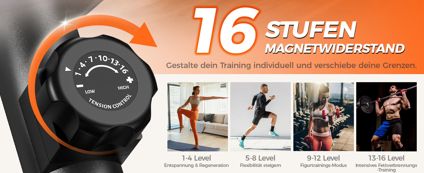 Еліптичний тренажер Pooboo 07-Basic Black з магнітною системою, LCD-монітором та кроком 15,5 дюймів. Витримує вагу до 158 кг, 16 рівнів навантаження.